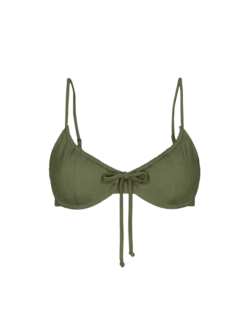 Olive Underwire Bikini Top - Olive Drawstring Top | Lilja the Label