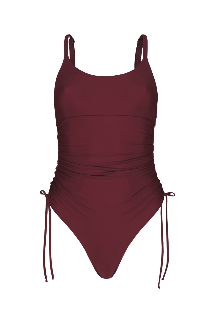 Red Ruched One-Piece Swimsuit - Bordeaux Ruched Onepiece | Lilja