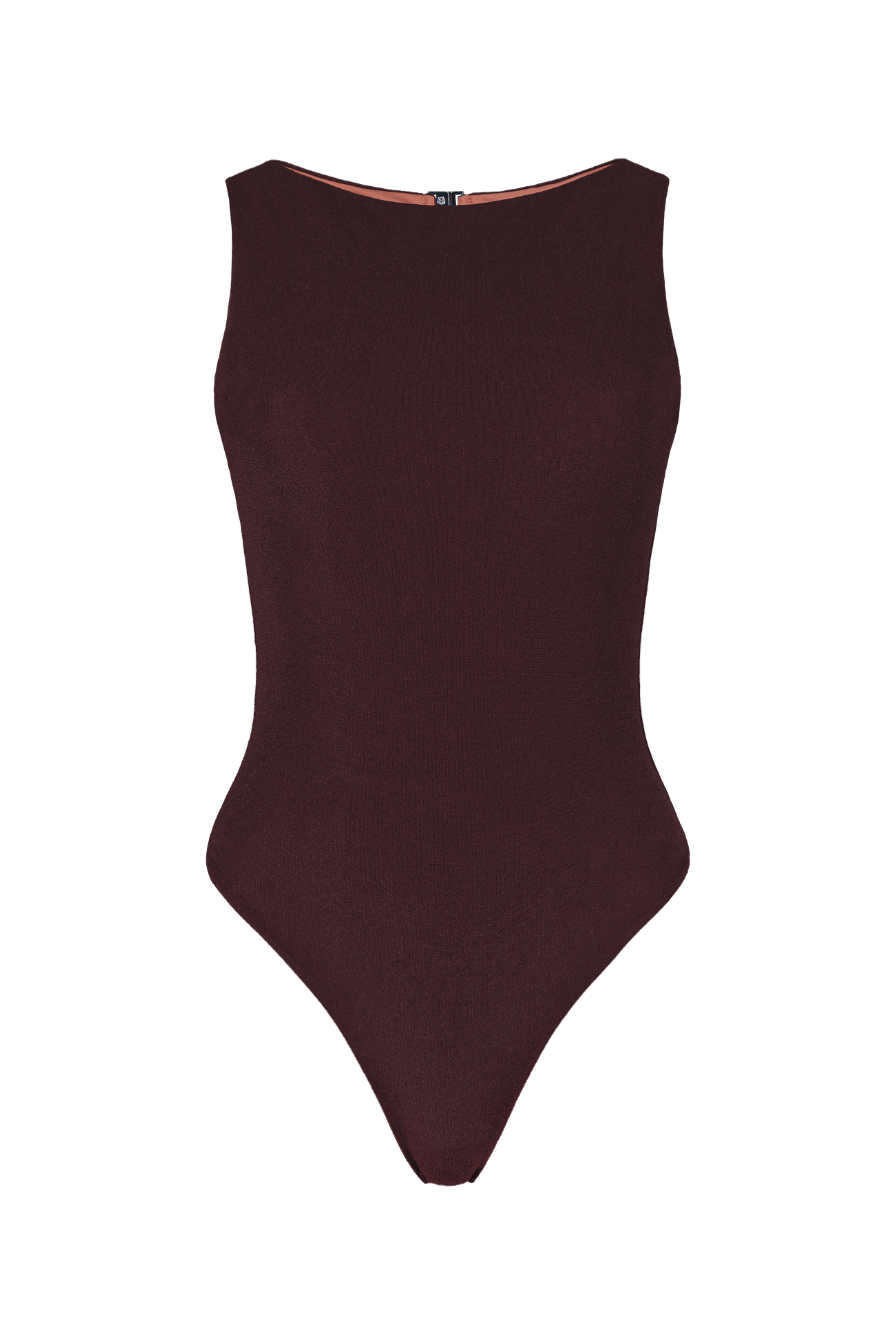Brown Textured High-Neck Swimsuit - Sienna Boatneck | Lilja the Label