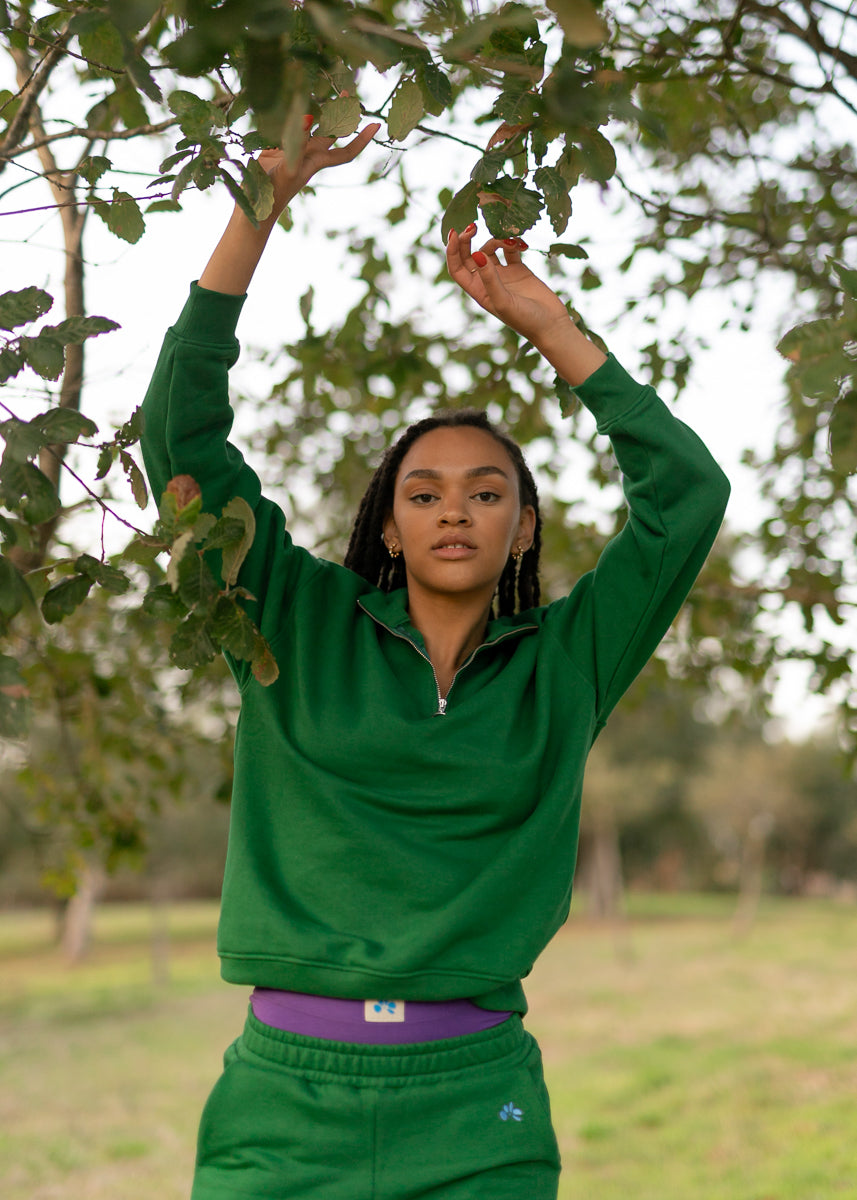 Pine Zip Sweatshirt Forest green sweatshirt Lilja the Label