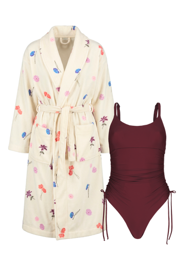 Bordeaux Onepiece & Flora Kylpytakki