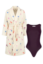 Plum Boatneck Onepiece & Flora Kylpytakki