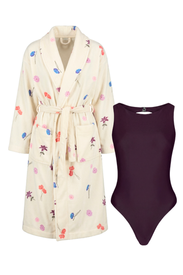 Plum Boatneck Onepiece & Flora Kylpytakki