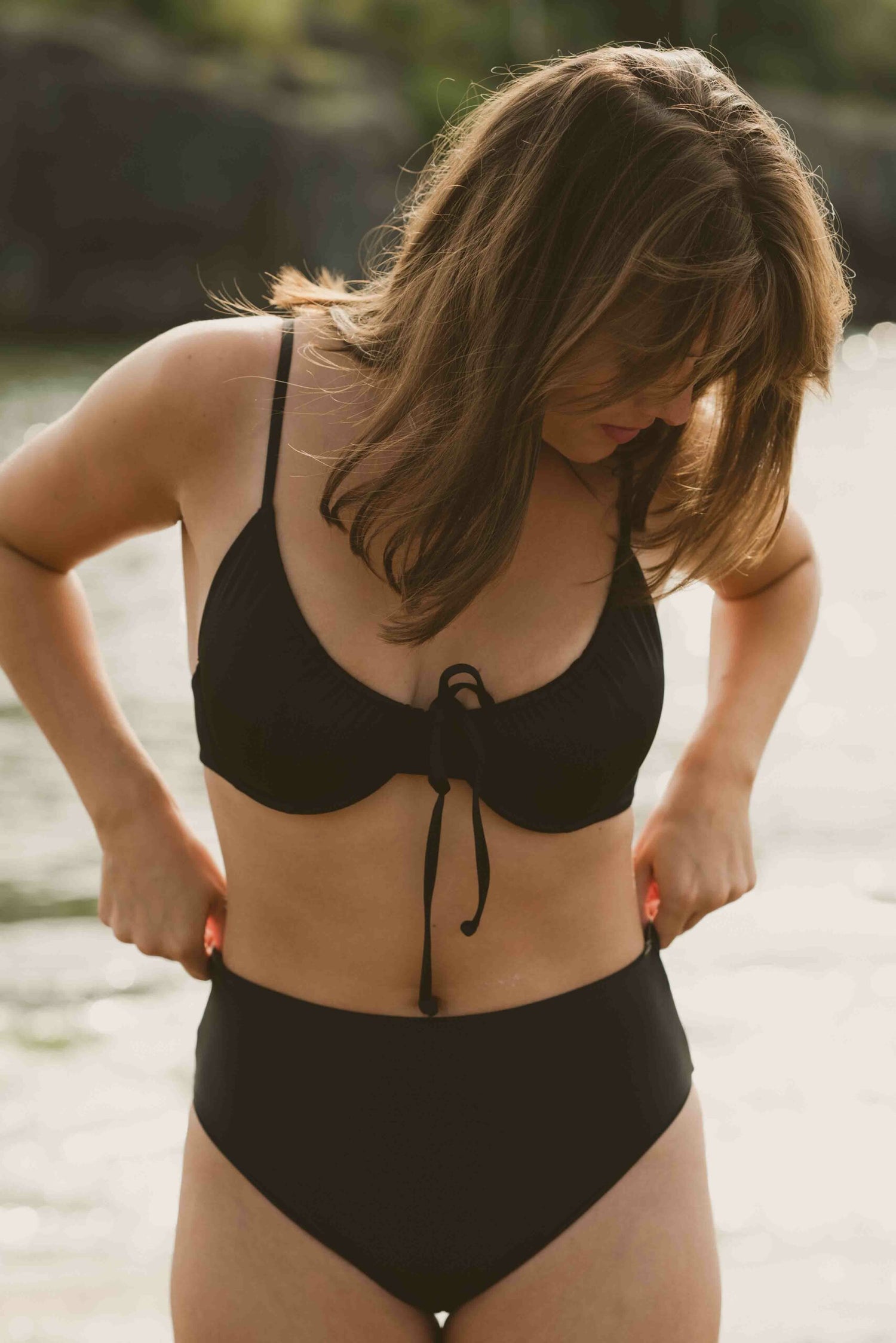Black Drawstring Bra  Black bikini top – Lilja the Label